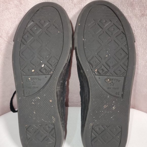 Womens Black Suede Mid Ankle Converse Size 6.5 - Picture 7 of 8